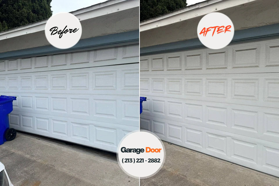Before and after: garage door repair Celeste, TX